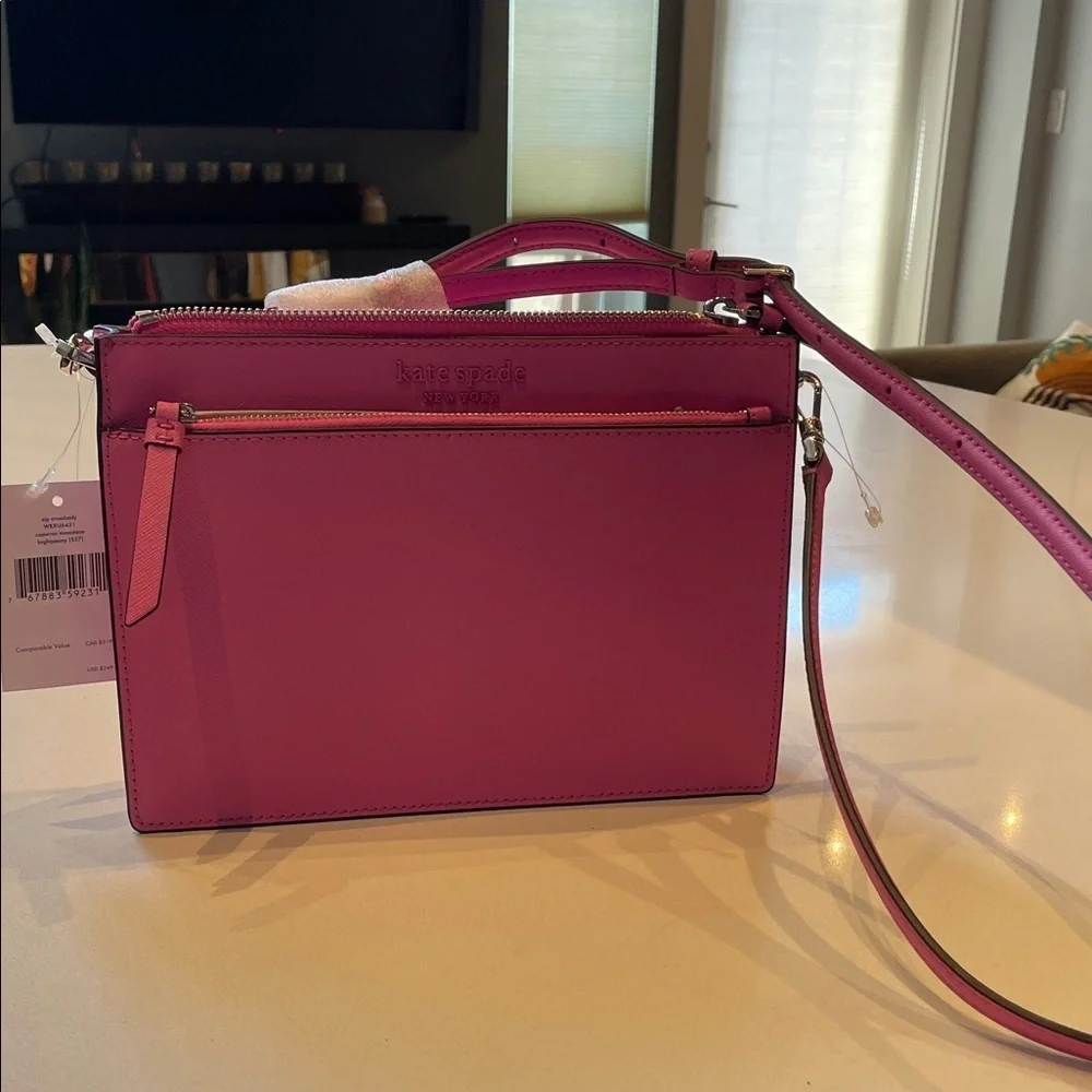 🆕 Kate Spade New York Crossbody Shoulder Bag, Hot Pink, Bright Peony, Zippered